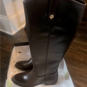 Brand New Chocolate I.N.C boots with Leather upper manmade sole and 1-1/4" heel